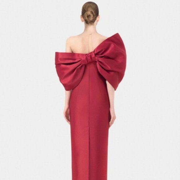 Montsand (Formerly Lobbster) Big Bow Dress | Red Taffeta Statement Gown - Picture 4 of 5